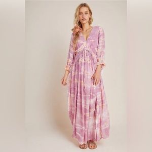 NWOT Young Fabulous & Broke Dresses TIE DYE CASUAL MAXI DRESS Pink